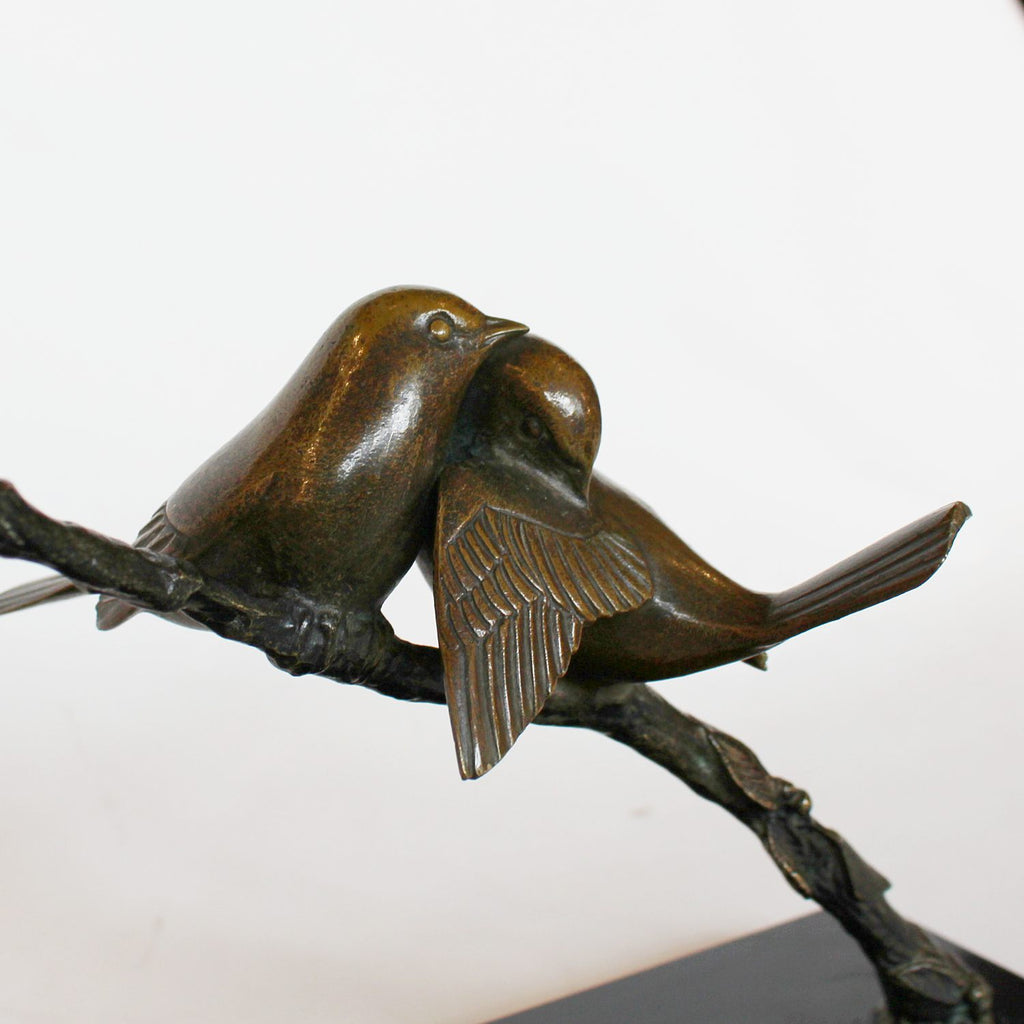 Art Deco bronze birds on a branch attributed to Irenee Rochard, circa 1930