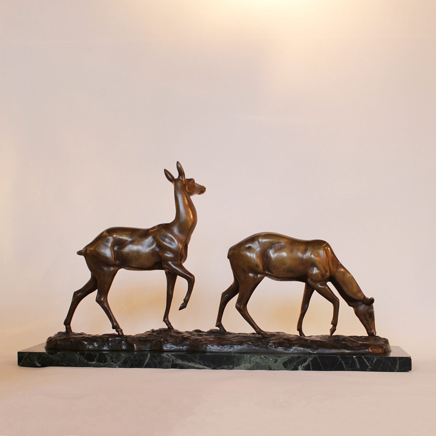 Art Deco bronze deer sculpture by Irene Rochard circa 1930