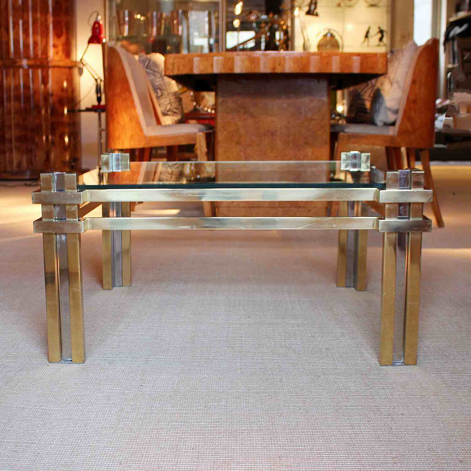 Romeo Rega 20thC metal and glass coffee table at Jeroen Markies 