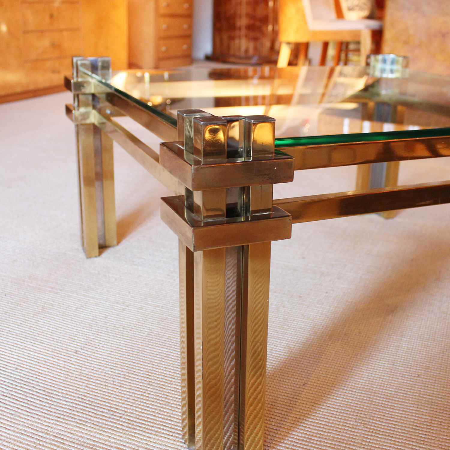 Romeo Rega 20thC metal and glass coffee table at Jeroen Markies 