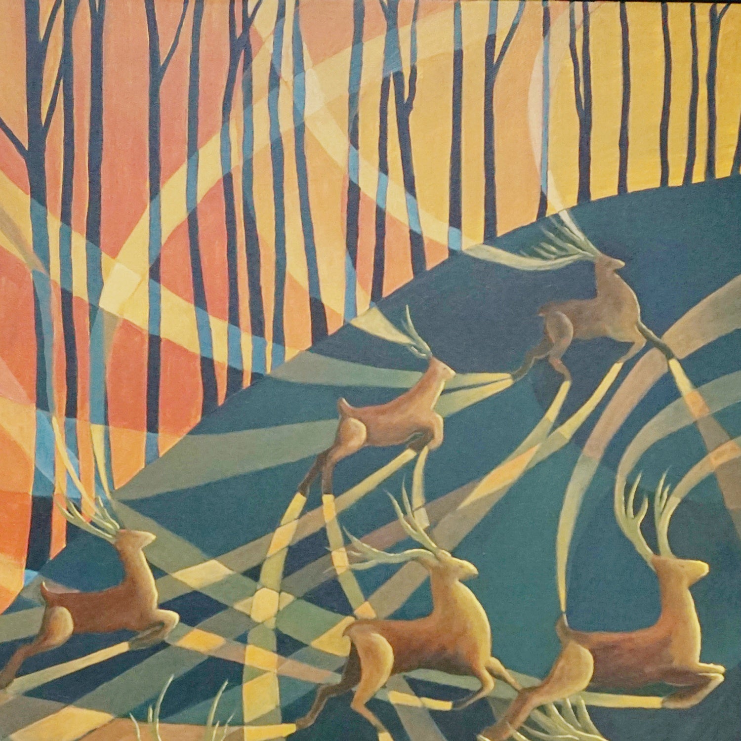 'Forest Deer' Contemporary Art Deco Style Art by Vera Jefferson - Jeroen Markies Art Deco