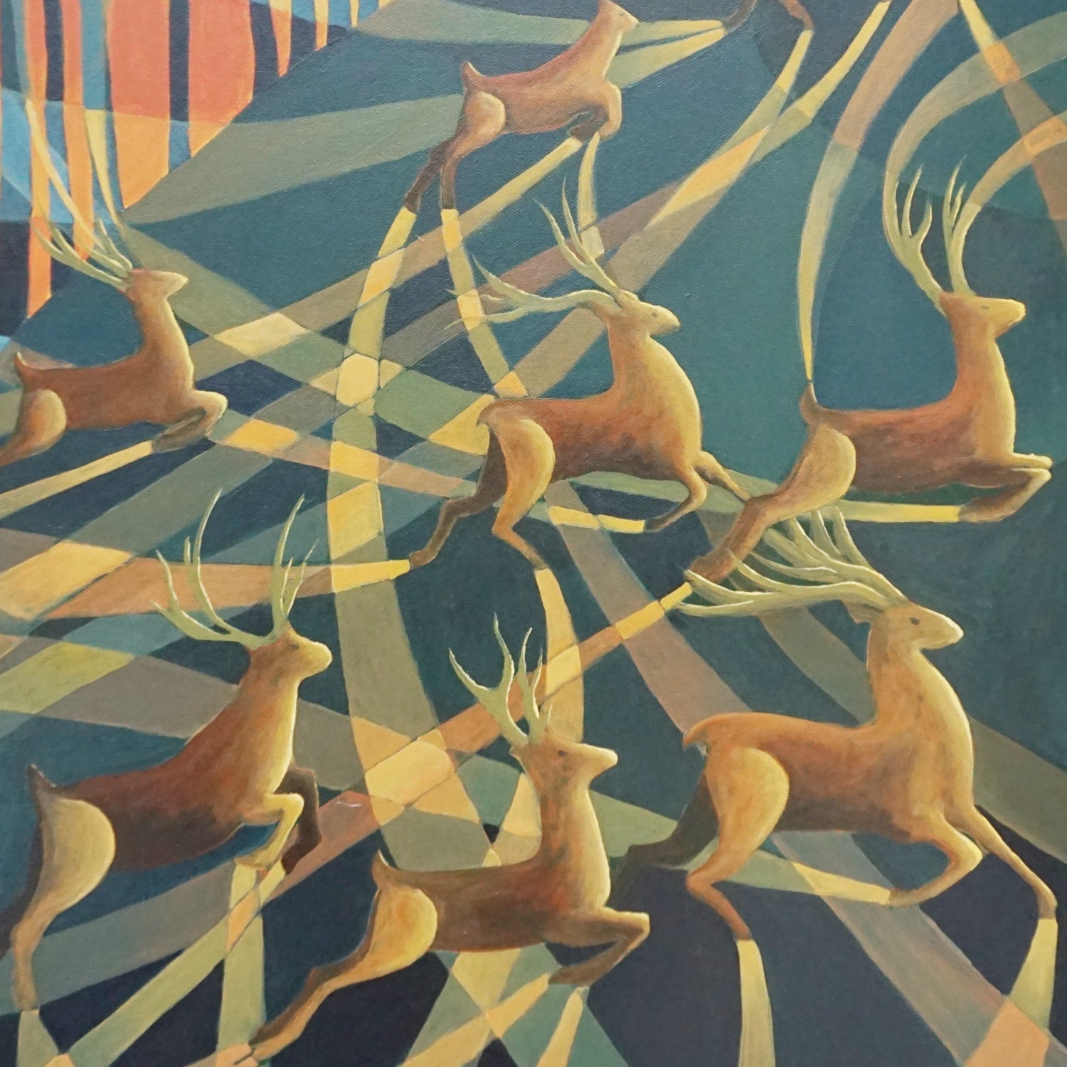 'Forest Deer' Contemporary Art Deco Style Art by Vera Jefferson - Jeroen Markies Art Deco