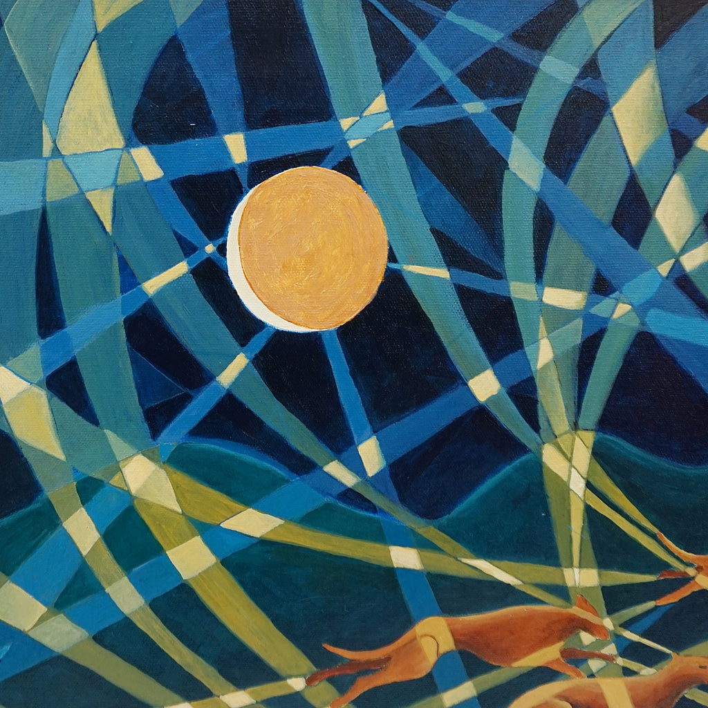 Contemporary Painting of Running Dogs Oil on Canvas Art Deco Style Painting - Jeroen Markies Art Deco