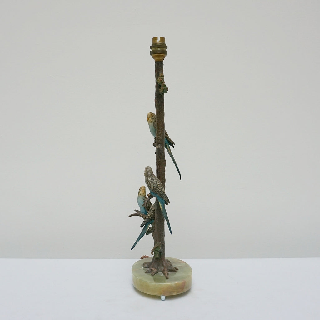A cold painted bronze Budgerigar table lamp - Jeroen Markies Art Deco