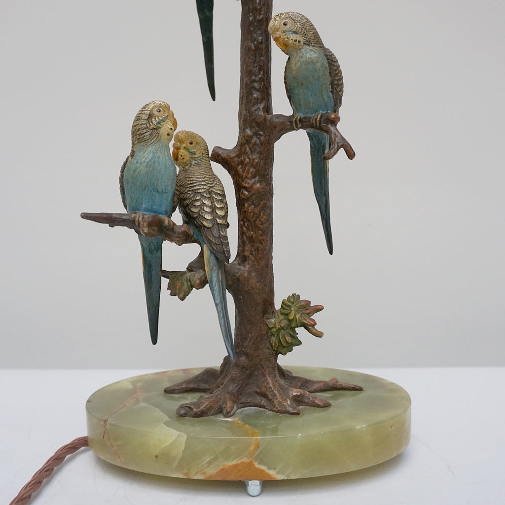 A cold painted bronze Budgerigar table lamp - Jeroen Markies Art Deco