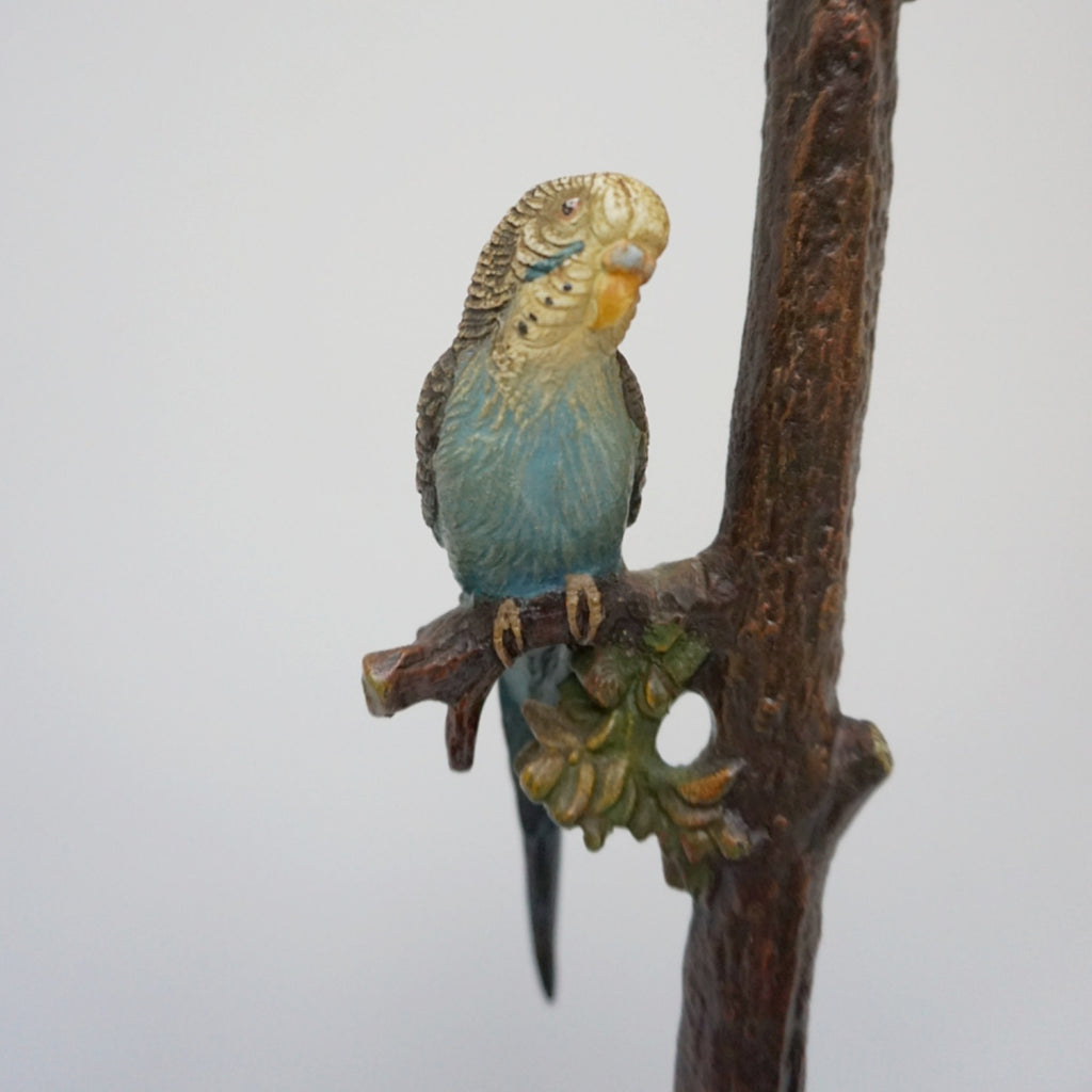 A cold painted bronze Budgerigar table lamp - Jeroen Markies Art Deco