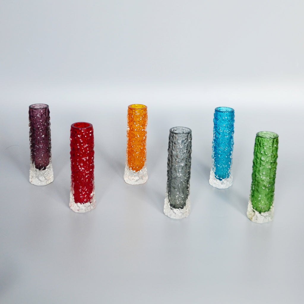 Collection of Six Textured 'Finger' Bark Vases