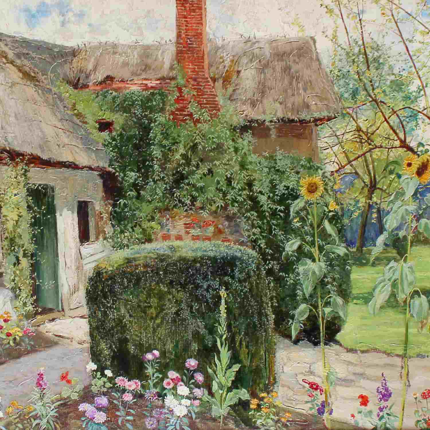 John George Sowerby Cottage Garden oil on canvas painting circa 1885