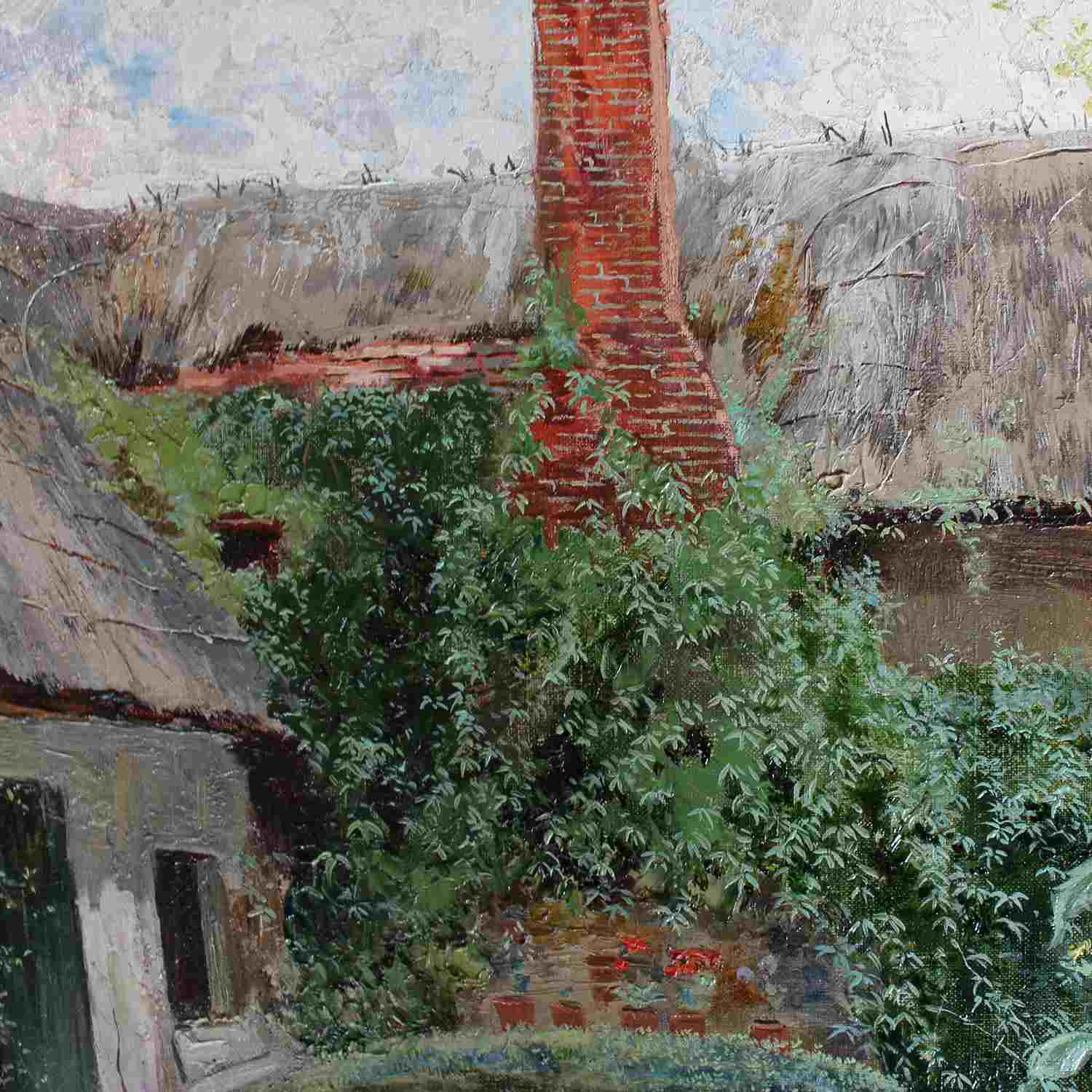 John George Sowerby Cottage Garden oil on canvas painting circa 1885