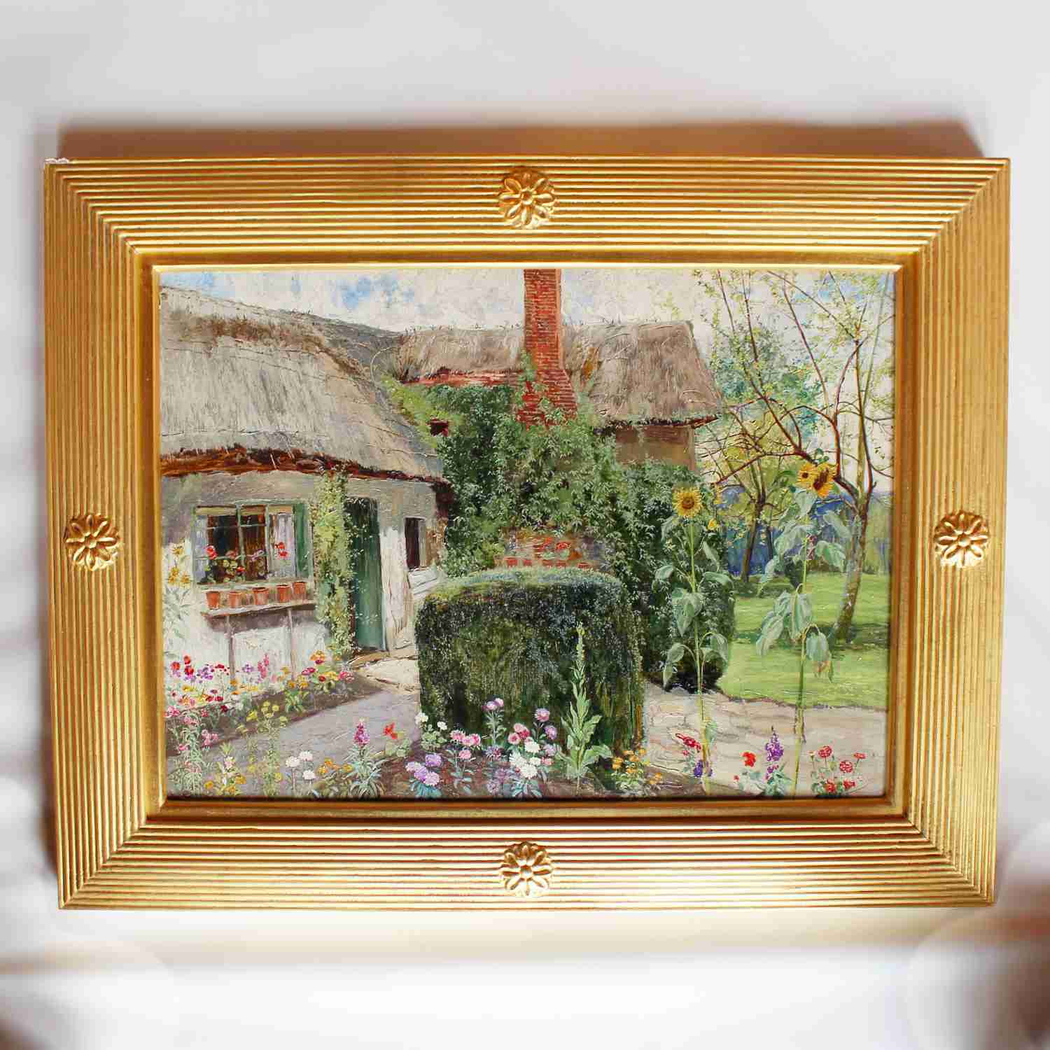 John George Sowerby Cottage Garden oil on canvas painting circa 1885