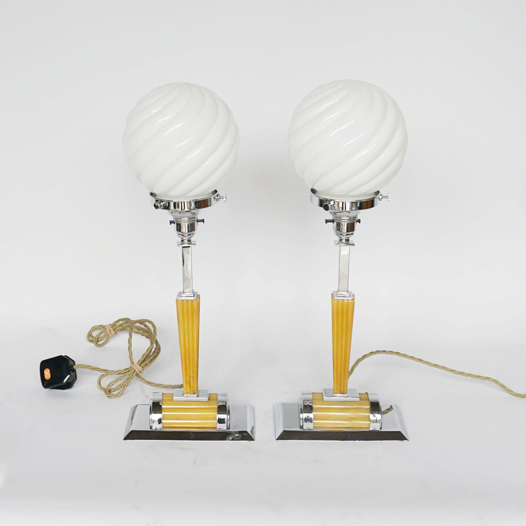 Art Deco Table Lamps Bakelite and Chromed Metal Original Vintage Lighting - Jeroen Markies Art Deco