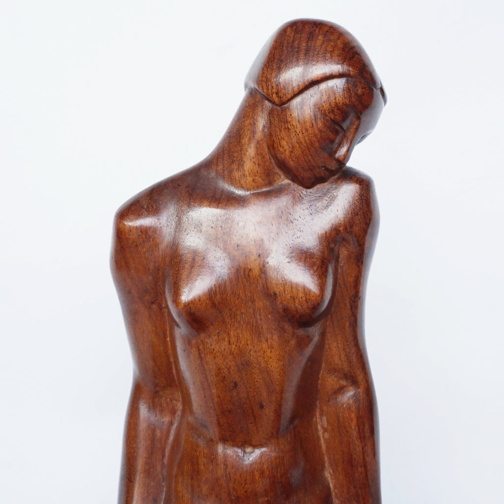 An Art Deco Carved Wood Nude Sculpture Signed Tcherniak - Jeroen Markies Art Deco