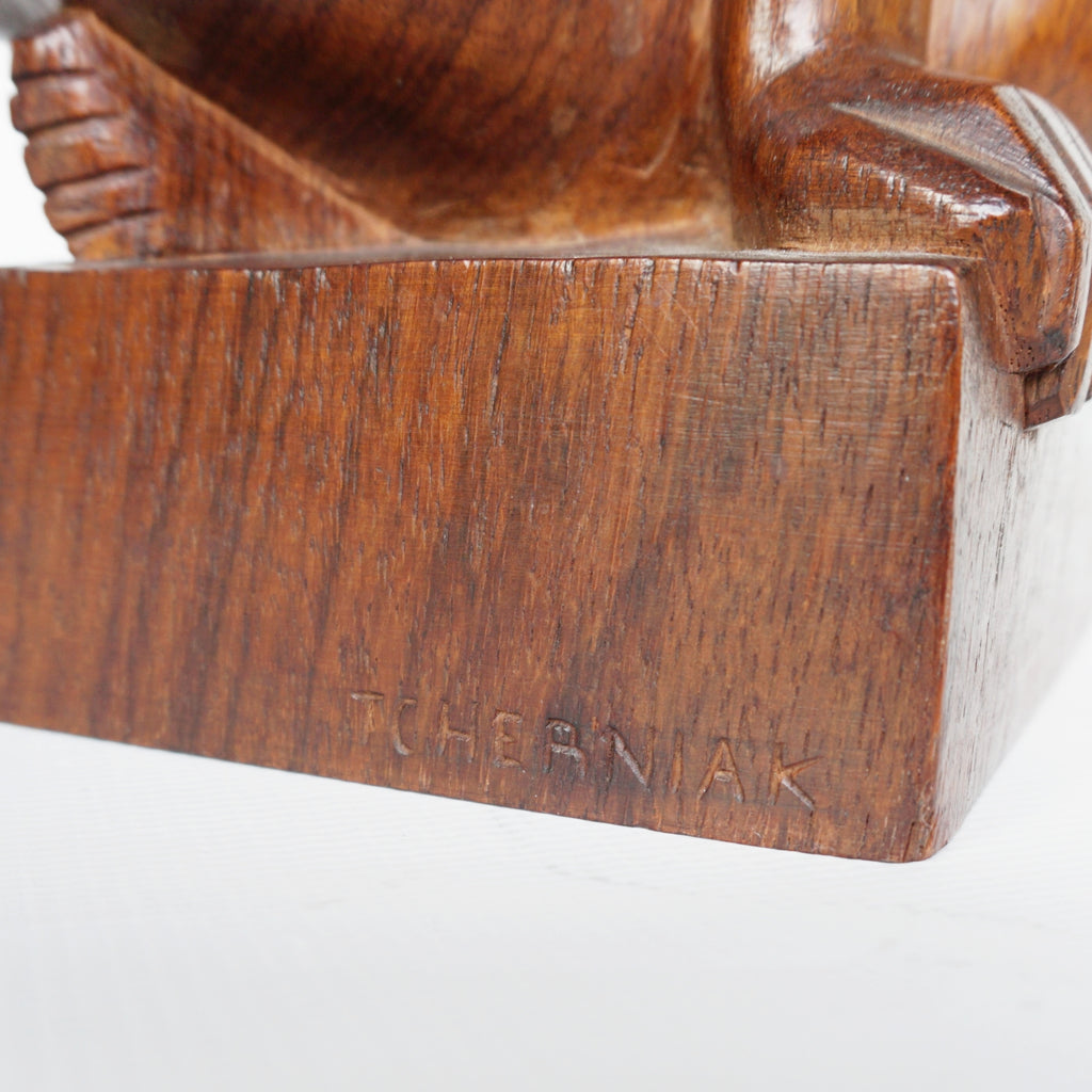 An Art Deco Carved Wood Nude Sculpture Signed Tcherniak - Jeroen Markies Art Deco