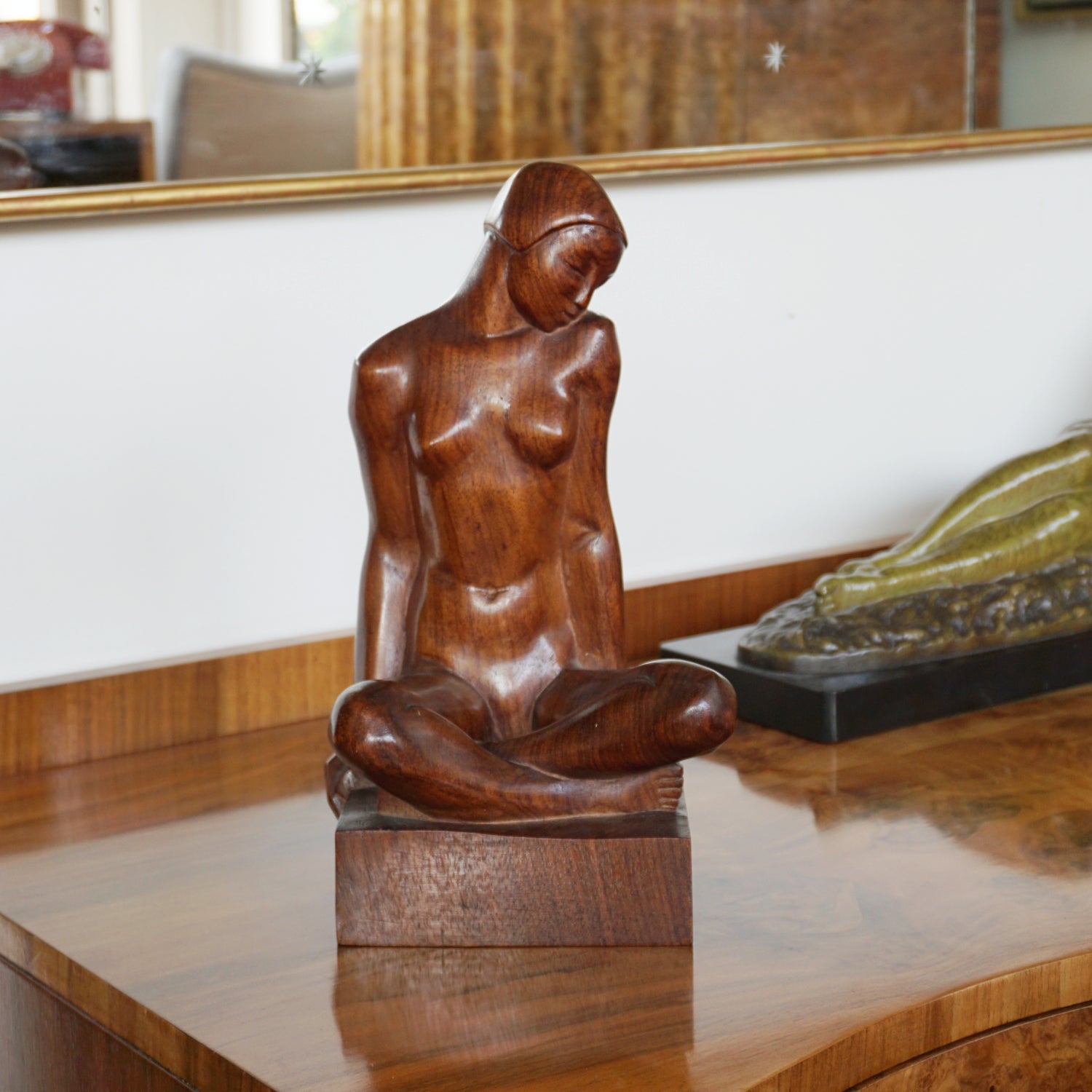 An Art Deco Carved Wood Nude Sculpture Signed Tcherniak - Jeroen Markies Art Deco