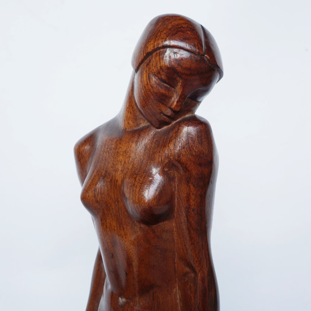 An Art Deco Carved Wood Nude Sculpture Signed Tcherniak - Jeroen Markies Art Deco