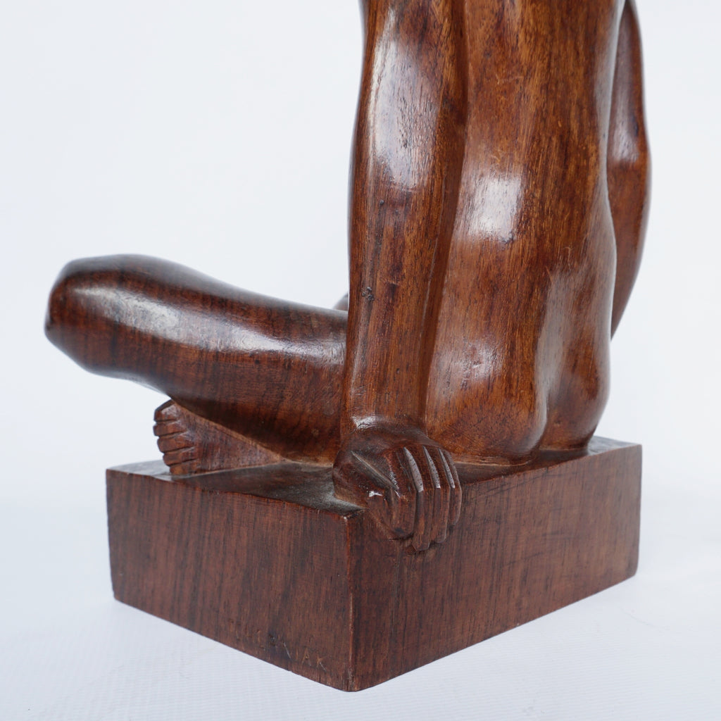 An Art Deco Carved Wood Nude Sculpture Signed Tcherniak - Jeroen Markies Art Deco