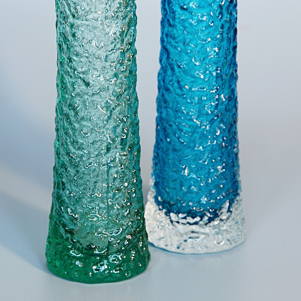 Collection of Twelve Textured 'Chimney' Bark Vases