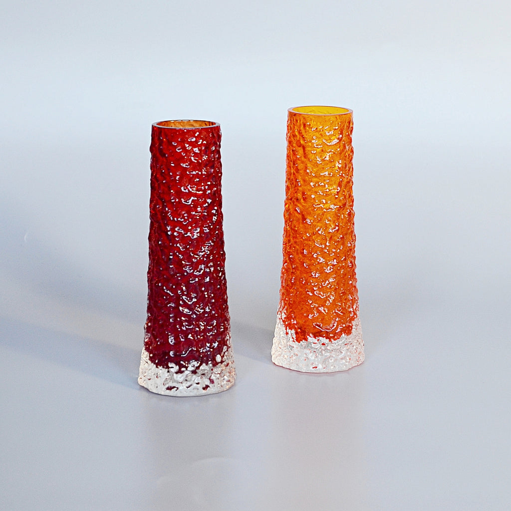 Collection of Twelve Textured 'Chimney' Bark Vases