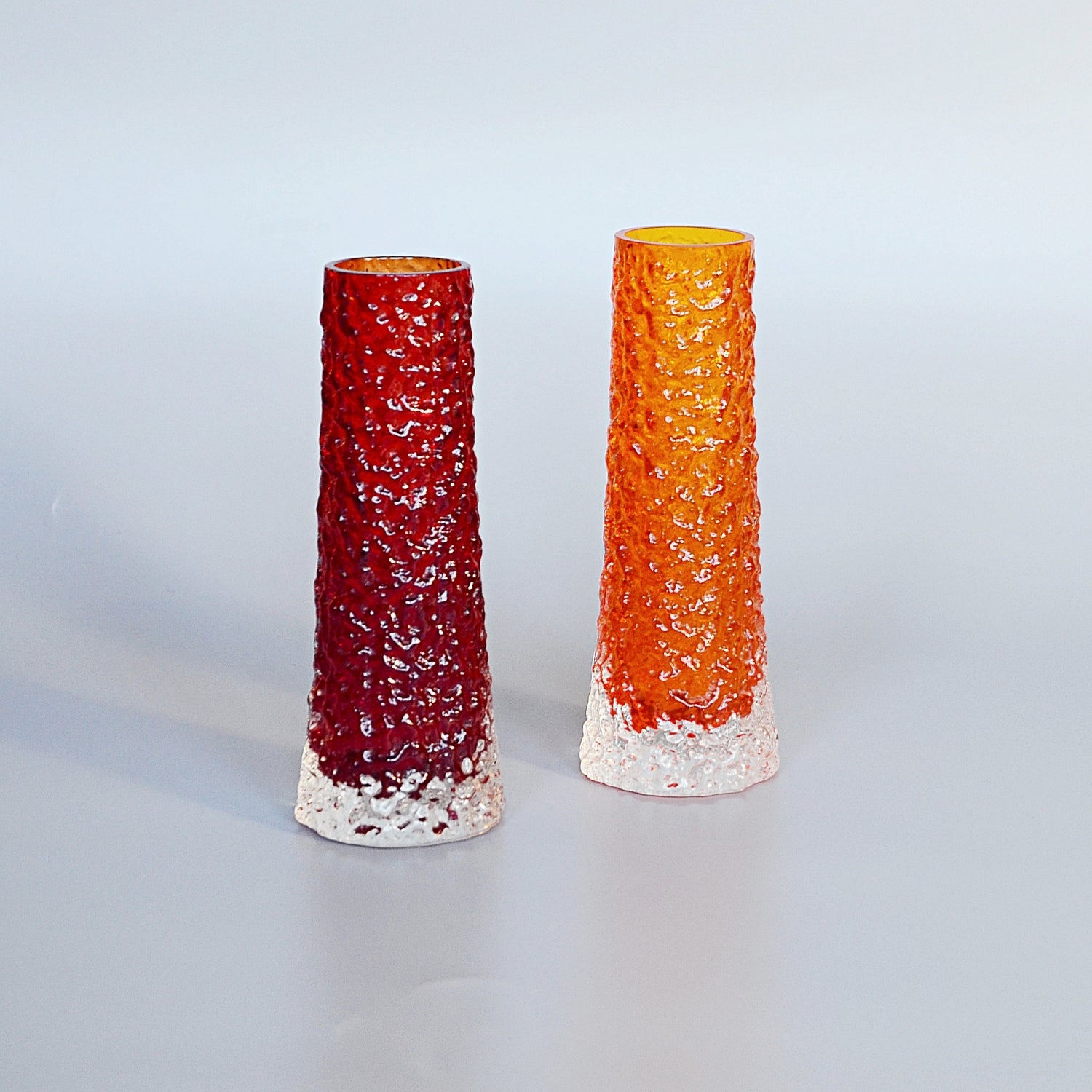 Collection of Twelve Textured 'Chimney' Bark Vases