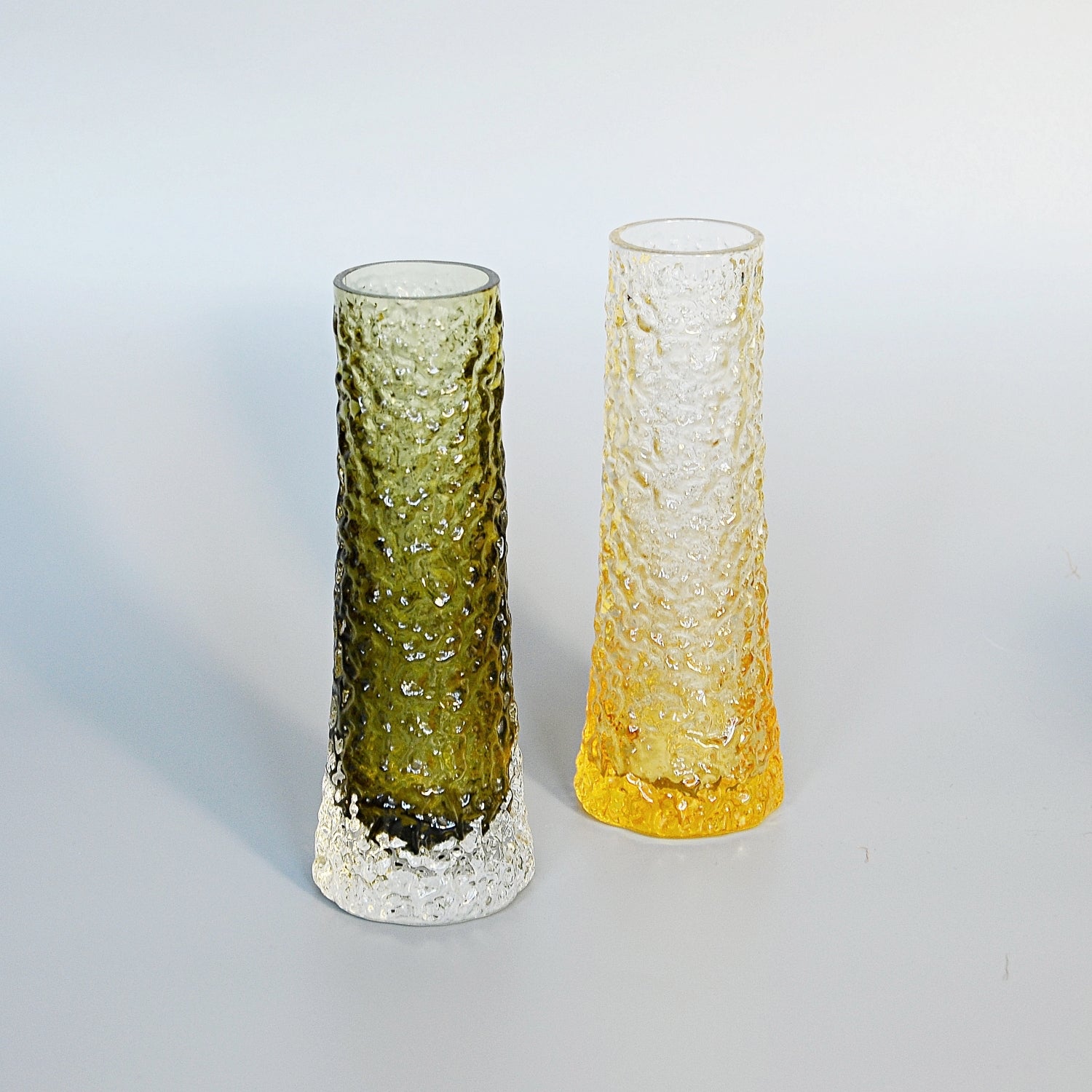 Collection of Twelve Textured 'Chimney' Bark Vases