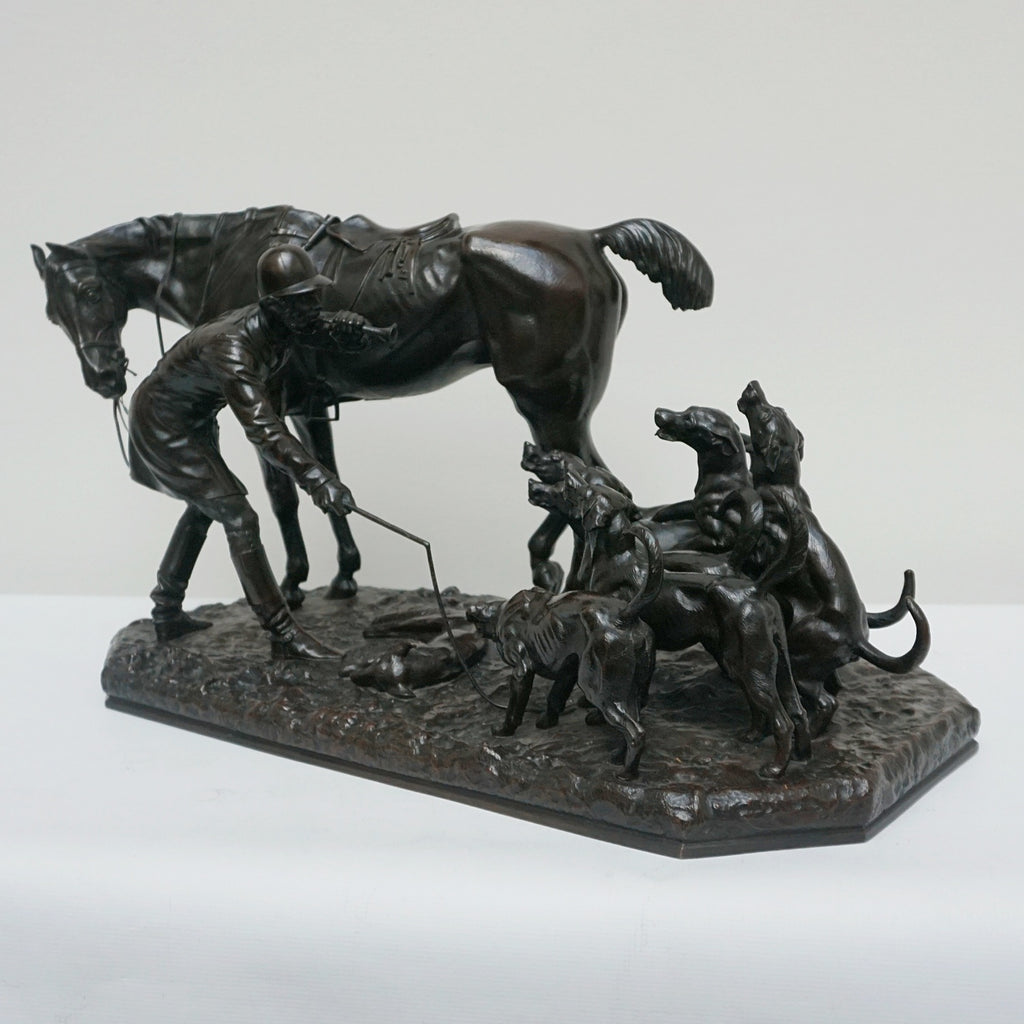 A 19th Century Bronze Sculpture ' The Hunt' by John WIllis Good Signed and dated 1872 - Jeroen Markies Art Deco