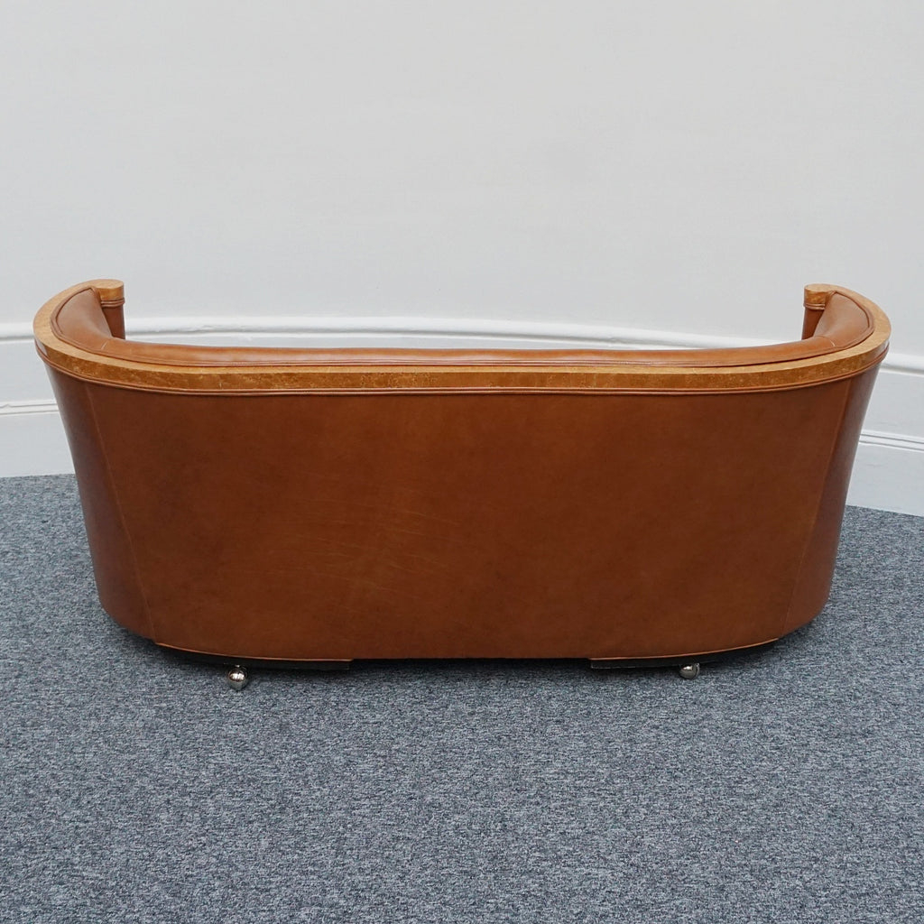 Art Deco Brown Leather and Birdseye Maple Club Sofa by Maurice Adams Circa 1930 Art Deco - Jeroen Markies Art Deco