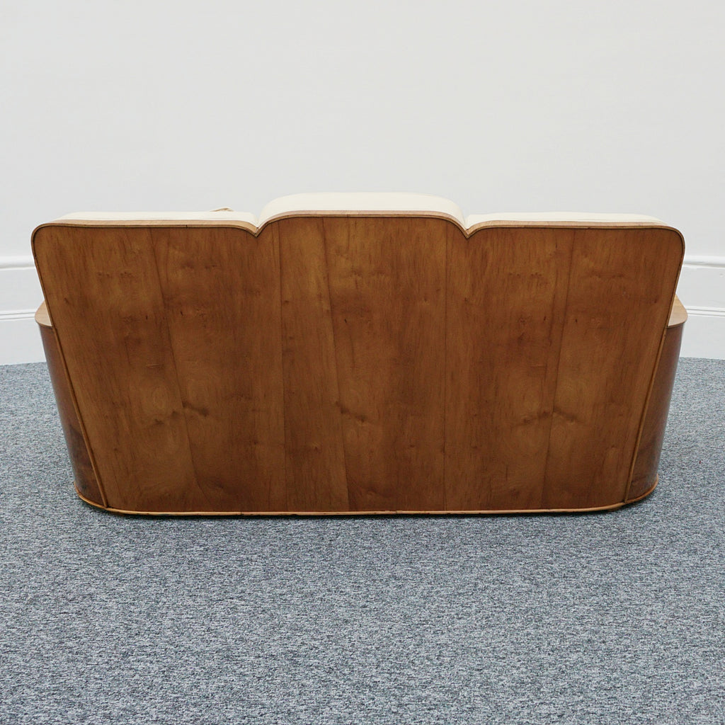 Art Deco Three Piece Lounge Suite Burr Walnut and Cream Leather - Jeroen Markies Art Deco 