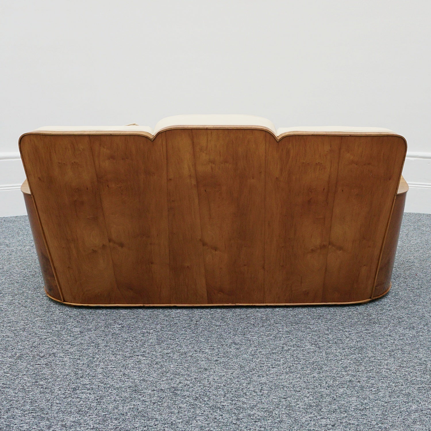 Art Deco Three Piece Lounge Suite Burr Walnut and Cream Leather - Jeroen Markies Art Deco 