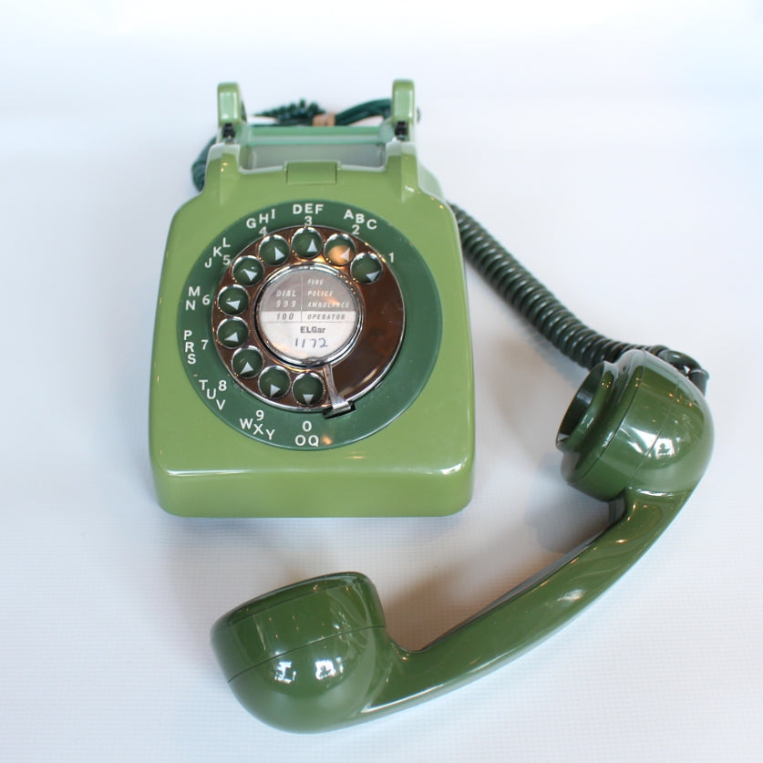 Two-tone green original GPO model 706 telephone at Jeroen Markies