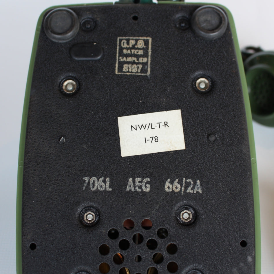 Two-tone green original GPO model 706 telephone at Jeroen Markies