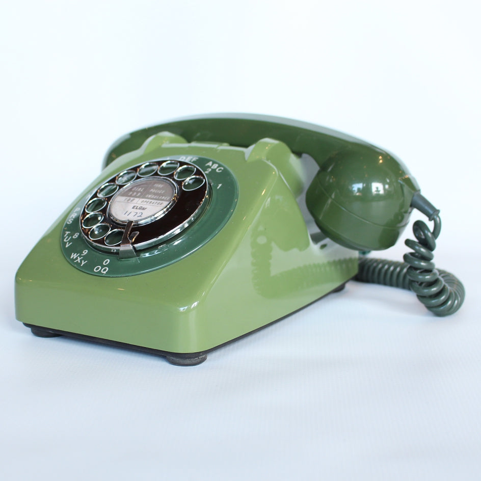 Two-tone green original GPO model 706 telephone at Jeroen Markies