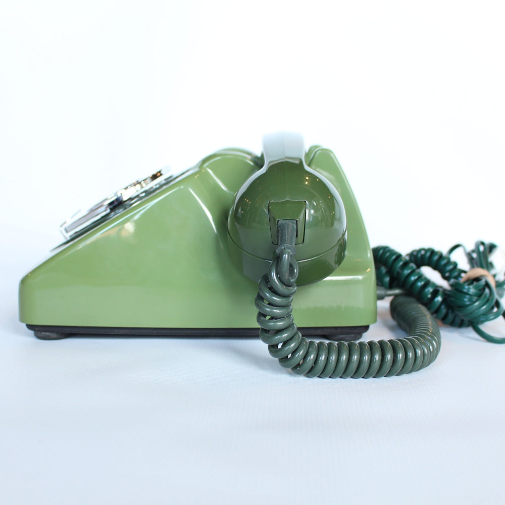 Two-tone green original GPO model 706 telephone at Jeroen Markies