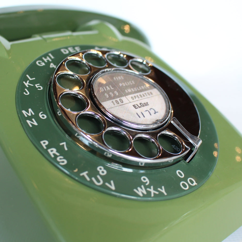 Two-tone green original GPO model 706 telephone at Jeroen Markies