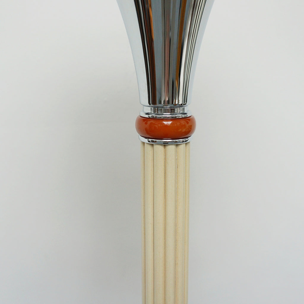 Art Deco Style Chromed Metal and Bakelite Uplighter Floor Lamp Yellow and Orange Light - Jeroen Markies Art Deco