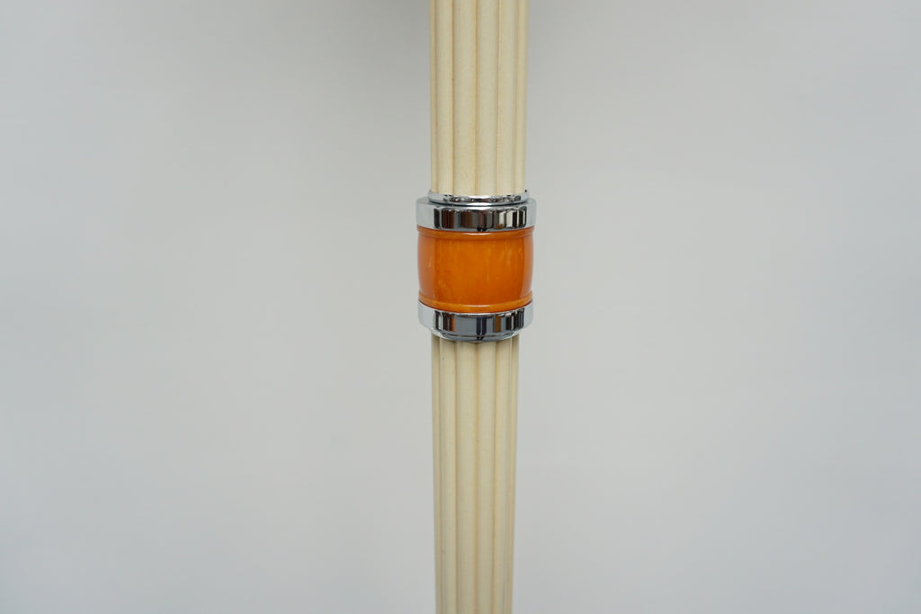 Art Deco Style Chromed Metal and Bakelite Uplighter Floor Lamp Yellow and Orange Light - Jeroen Markies Art Deco