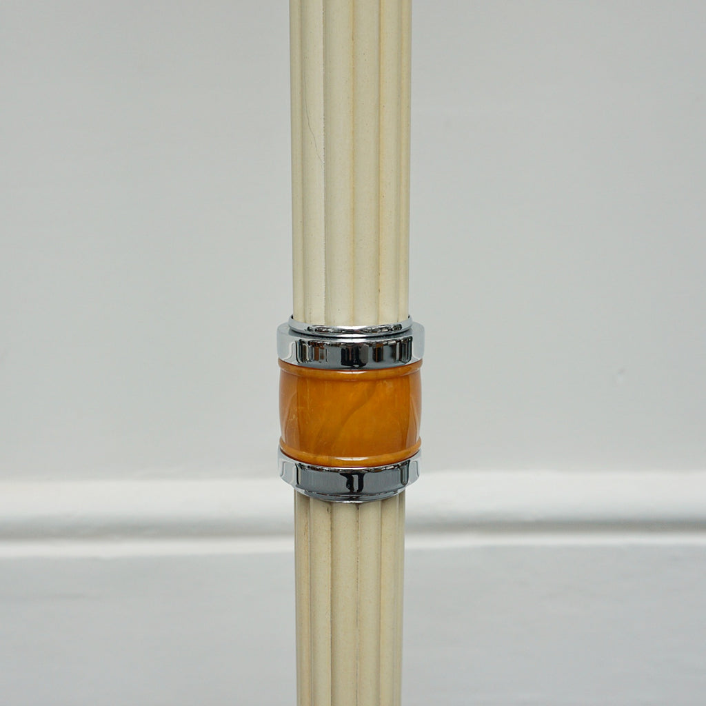 Art Deco Style Chromed Metal and Bakelite Uplighter Floor Lamp Yellow and Orange Light - Jeroen Markies Art Deco