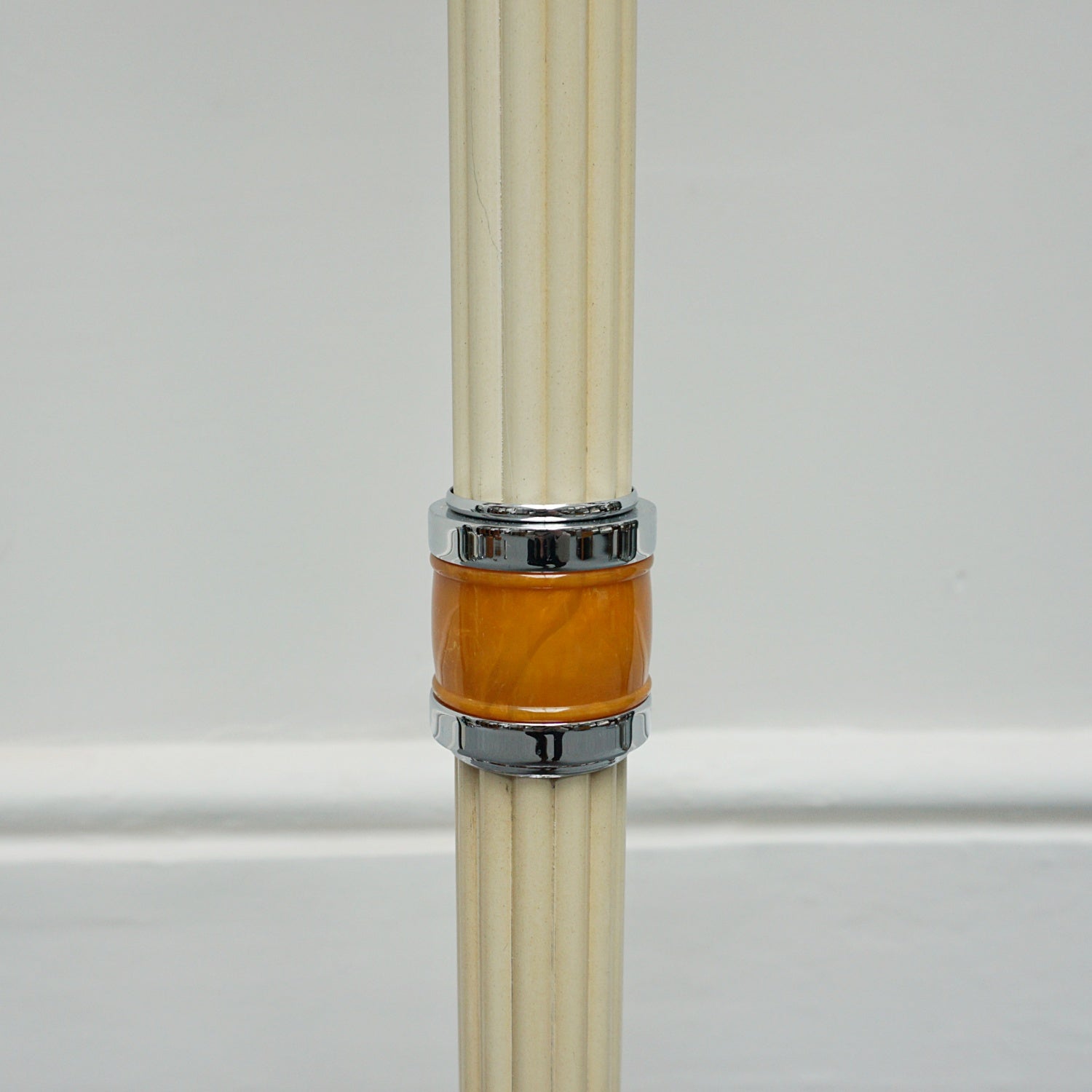 Art Deco Style Chromed Metal and Bakelite Uplighter Floor Lamp Yellow and Orange Light - Jeroen Markies Art Deco