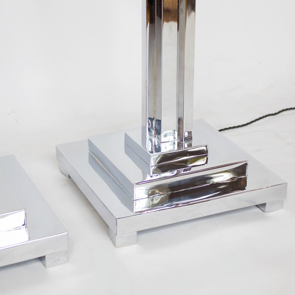 Pair of Art Deco Chromed Metal Uplighters Jeroen Markies Art Deco