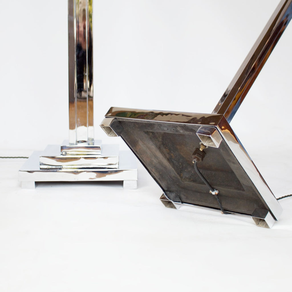 Pair of Art Deco Chromed Metal Uplighters Jeroen Markies Art Deco