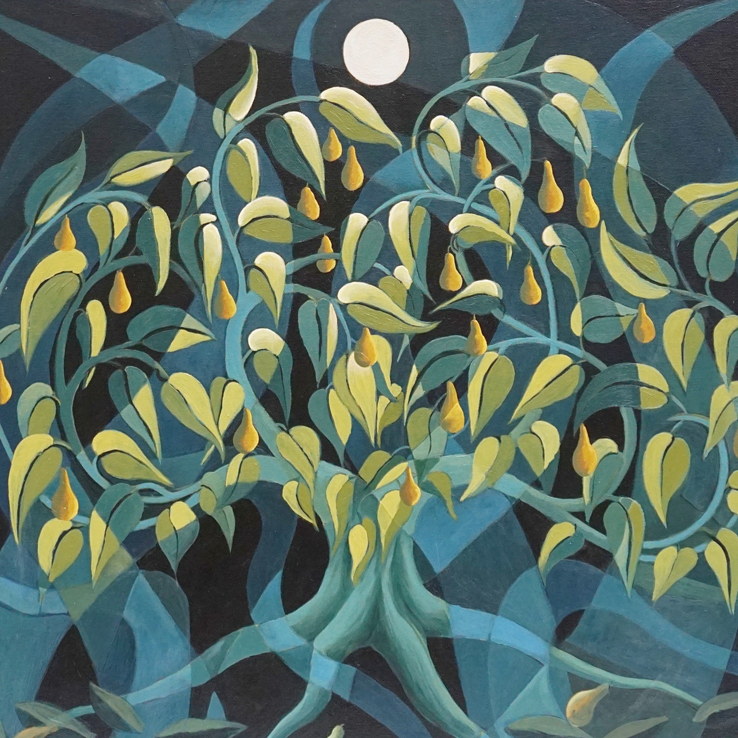 Contemporary Pear Tree Painting On Oil Canvas by Vera Jefferson- Jeroen Markies Art Deco 