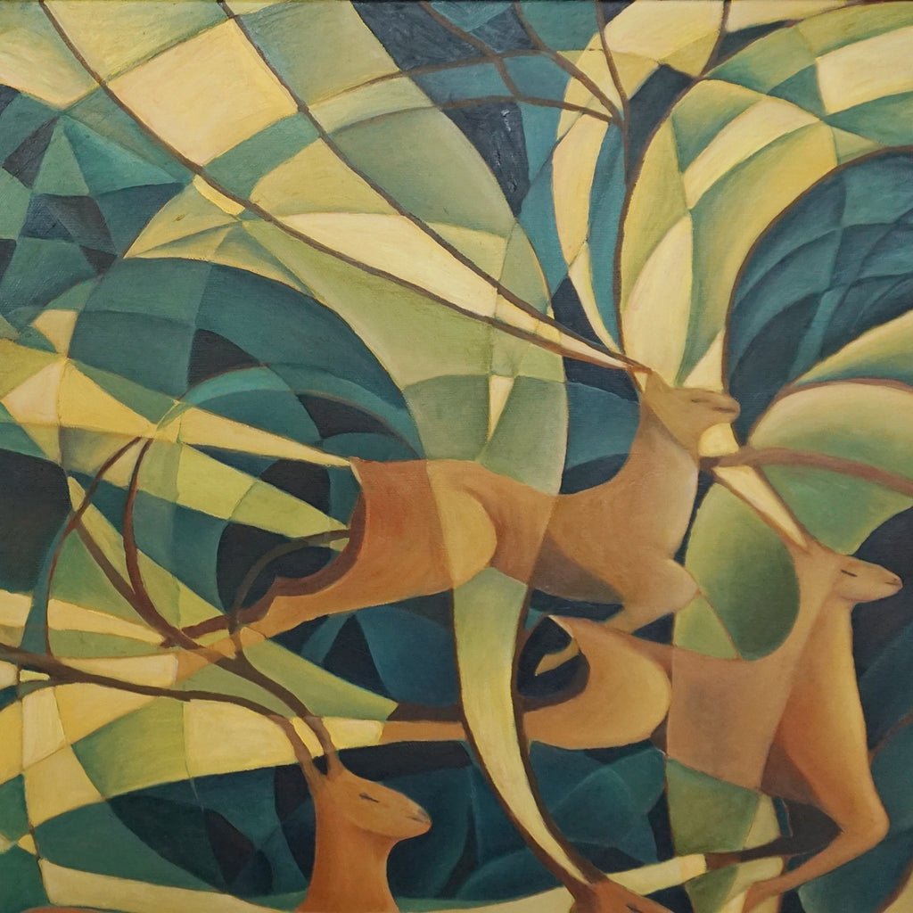Vera Jefferson Running Deer Contemporary Oil on Canvas - Jeroen Markies Art Deco 