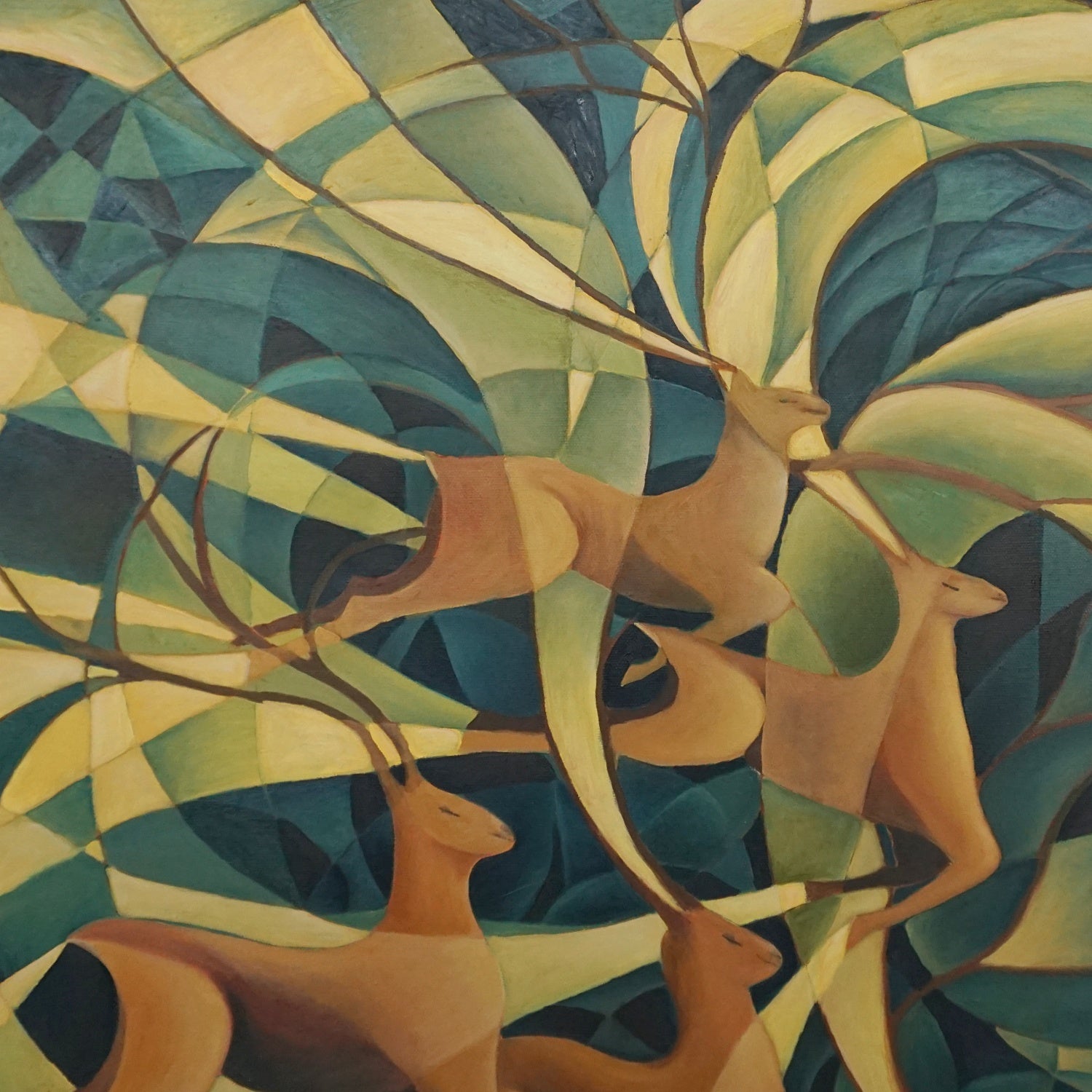 Vera Jefferson Running Deer Contemporary Oil on Canvas - Jeroen Markies Art Deco 