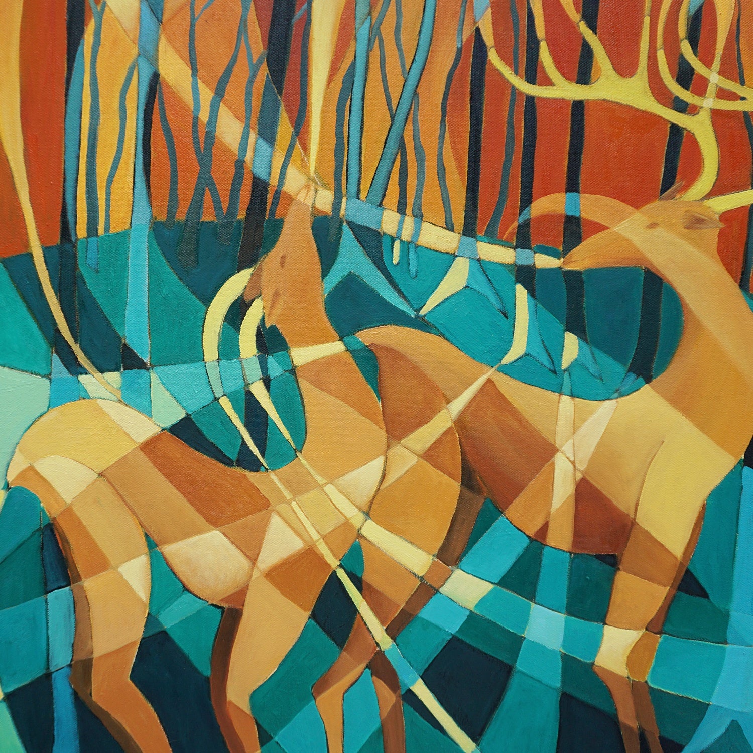 Art Deco Style Oil on Canvas Painting by Vera Jefferson Roe Buck and Roe Doe - Jeroen Markies Art Deco