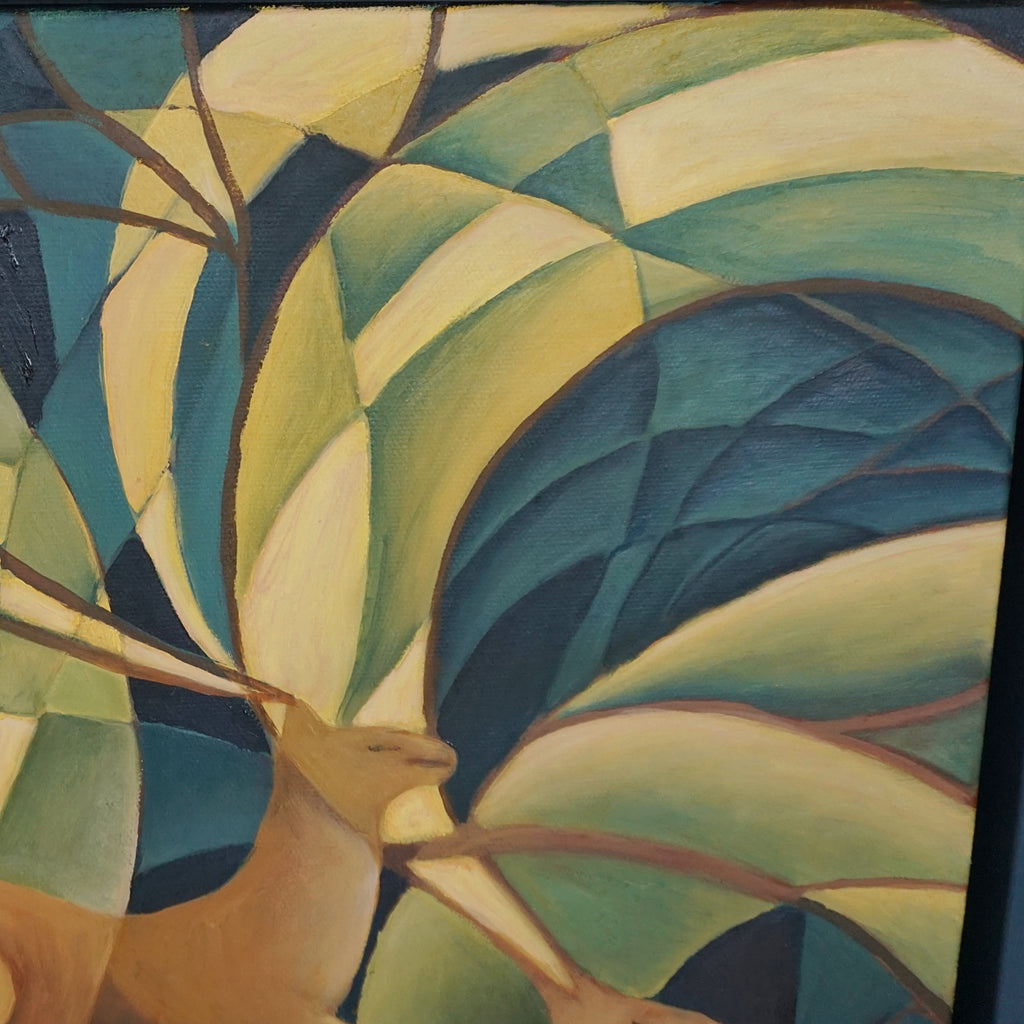 Vera Jefferson Running Deer Contemporary Oil on Canvas - Jeroen Markies Art Deco 