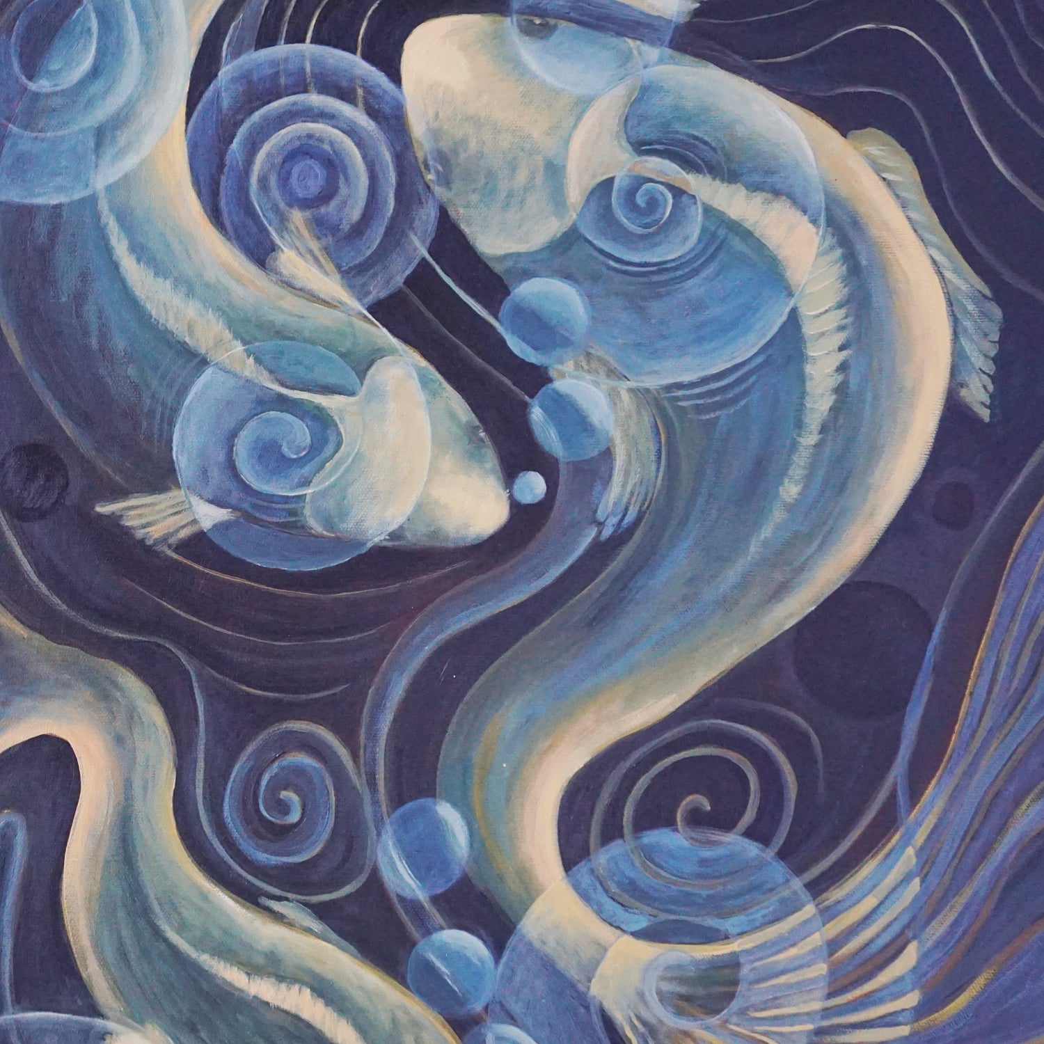 An Art Deco Style Painting of Koi Fish by Vera Jefferson - Jeroen Markies Art Deco