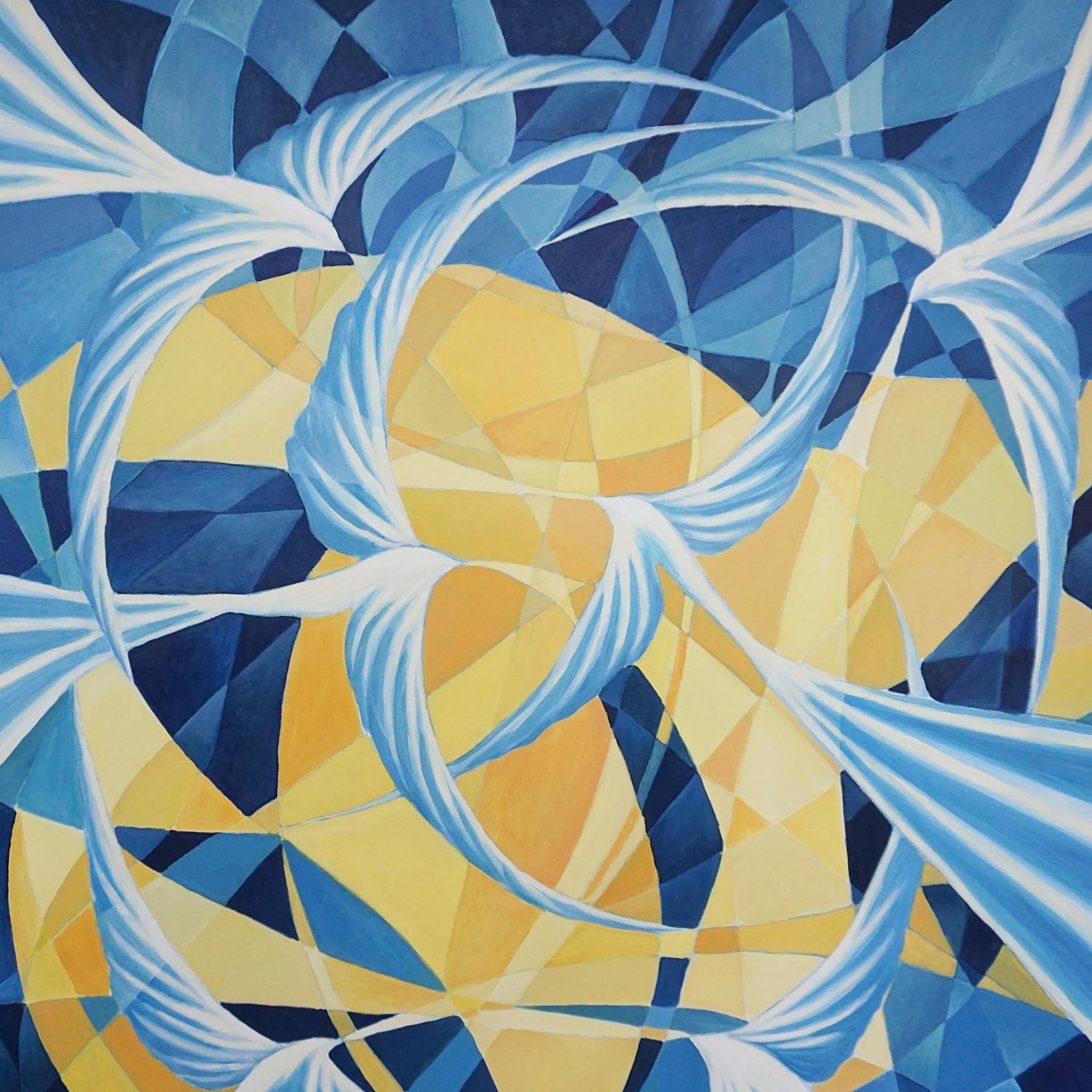 Vera Jefferson 'Swirling Doves' a Contemporary Oil on Canvas Art Deco Style Paintings - Jeroen Markies Art Deco 