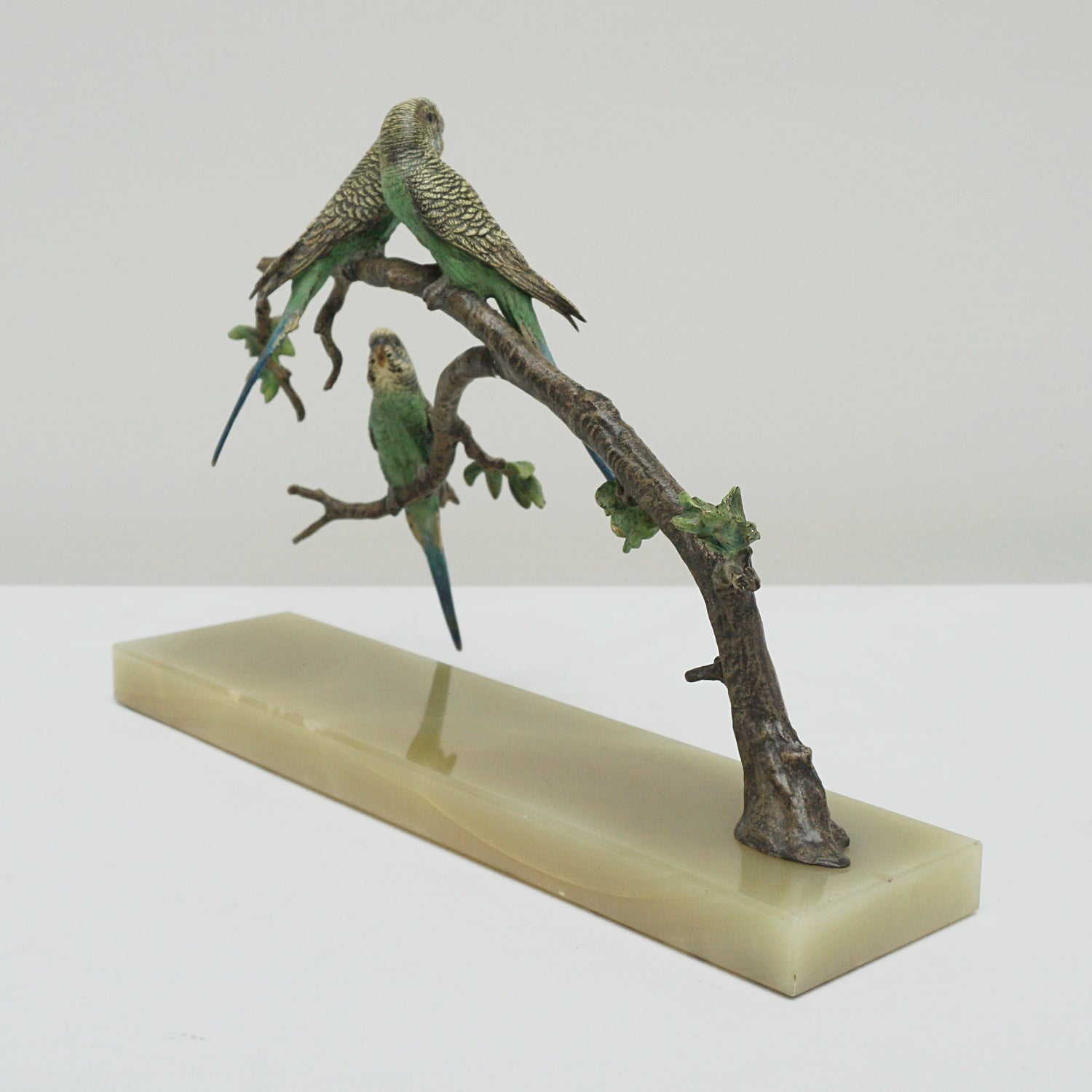 Art Deco Cold Painted Bronze Sculpture of Budgerigars - Jeroen Markies Art Deco