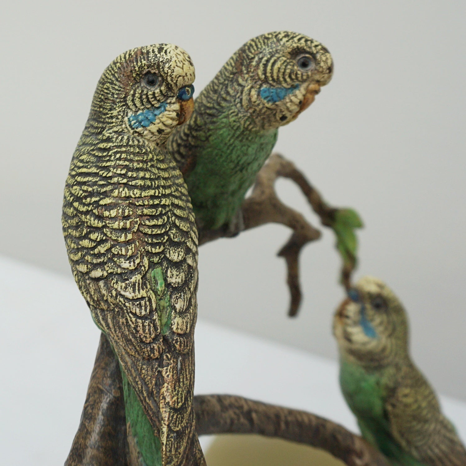 Art Deco Cold Painted Bronze Sculpture of Budgerigars - Jeroen Markies Art Deco