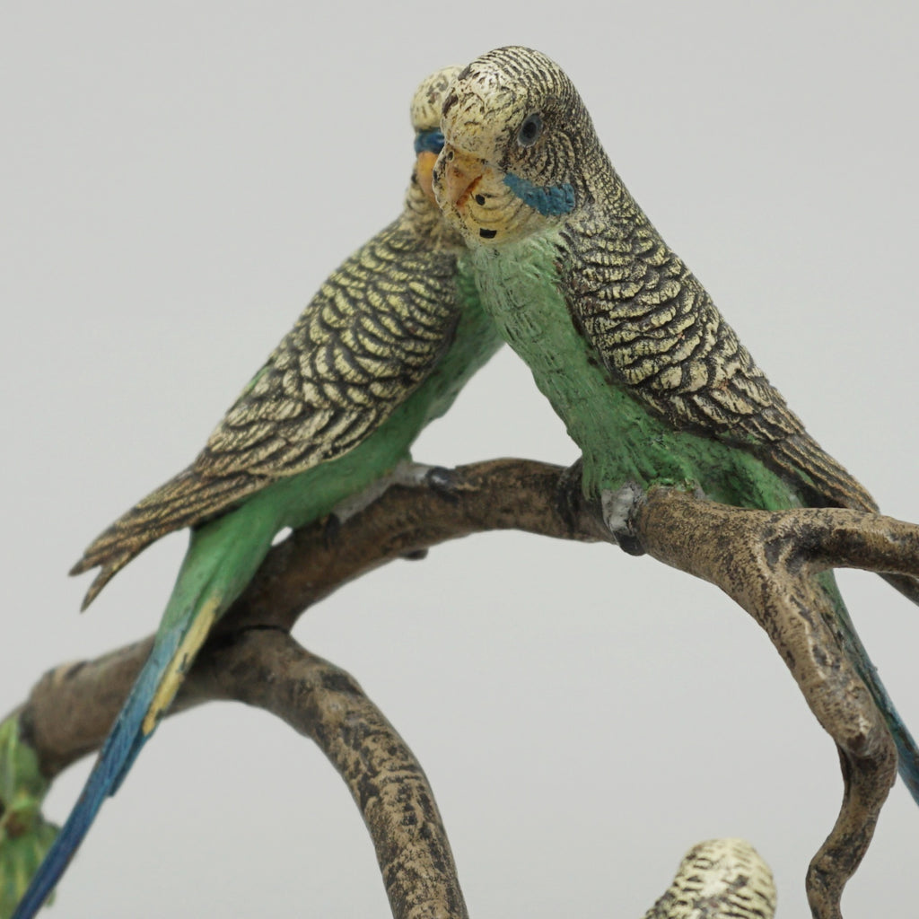 Art Deco Cold Painted Bronze Sculpture of Budgerigars - Jeroen Markies Art Deco