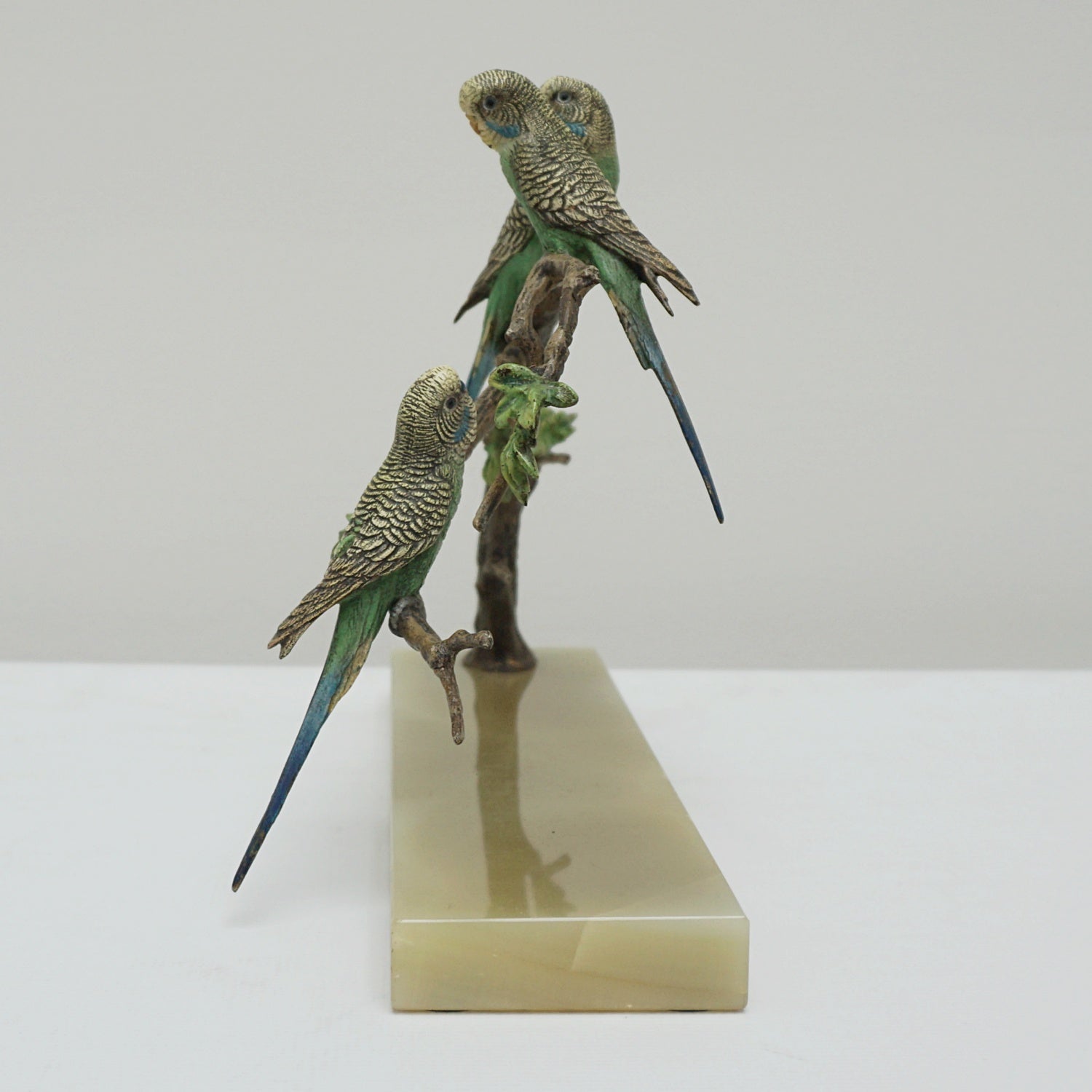Art Deco Cold Painted Bronze Sculpture of Budgerigars - Jeroen Markies Art Deco